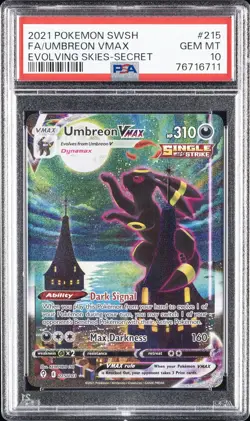 2021 POKEMON SWORD & SHIELD EVOLVING SKIES SECRET FULL ART/UMBREON VMAX PSA 10 - Image 1