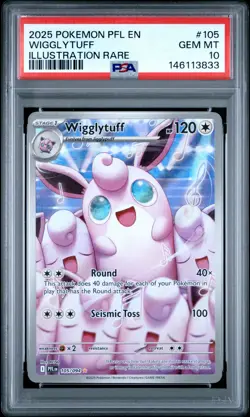 2025 POKEMON PFL EN-PHANTASMAL FLAMES ILLUSTRATION RARE #105 WIGGLYTUFF PSA 10 - Image 1