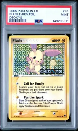 2005 POKEMON EX DEOXYS #44 PLUSLE-REVERSE FOIL PSA 9 - Image 1
