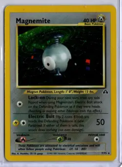Pokemon TCG Neo Discovery Magnemite Holo Unlimited Rare 7/75 - Image 1