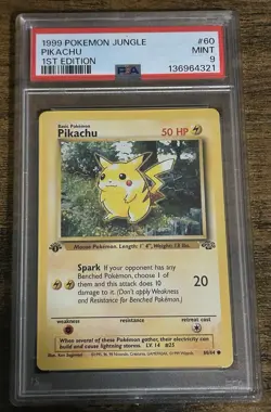 Pokemon Pikachu PSA 9 1st Edition Jungle 60/64 1999 English TCG Card - Image 1