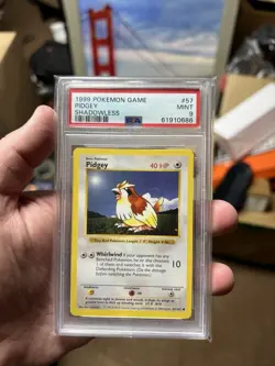 1999 Pokemon TCG Game Pidgey 57/102 Base Set SHADOWLESS Graded PSA 9 MINT - Image 1