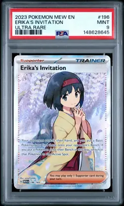 2023 POKEMON MEW EN-151 ULTRA RARE #196 ERIKA'S INVITATION PSA 9 - Image 1