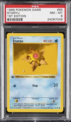 1999 POKEMON BASE SET 1ST EDITION #65 STARYU PSA 8 - Image 1