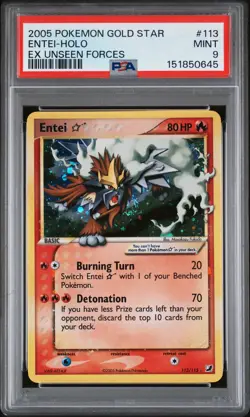 2005 POKEMON EX UNSEEN FORCES GOLD STAR #113 ENTEI-HOLO PSA 9 - Image 1