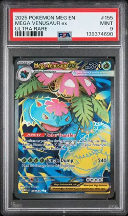 2025 POKEMON MEG EN-MEGA EVOLUTION ULTRA RARE #155 MEGA VENUSAUR EX PSA 9 - Image 1