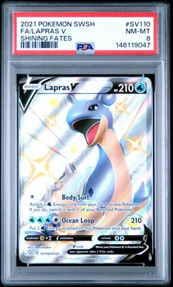 2021 POKEMON SWORD & SHIELD SHINING FATES #SV110 FULL ART/LAPRAS V PSA 8 - Image 1