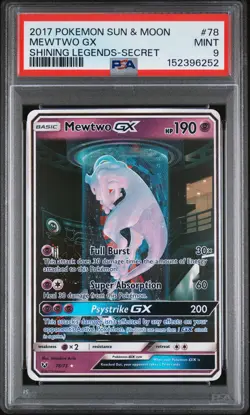 2017 POKEMON SUN & MOON SHINING LEGENDS SECRET #78 MEWTWO GX PSA 9 - Image 1