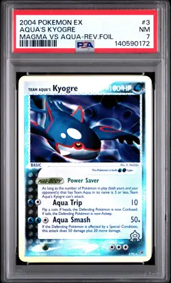 2004 POKEMON EX TEAM MAGMA VS TEAM AQUA #3 TEAM AQUA'S KYOGRE-REVERSE FOIL PSA 7 - Image 1