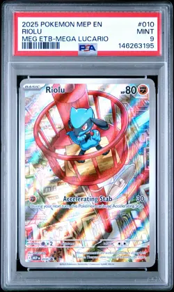 2025 POKEMON MEP EN-ME BLACK STAR PROMO #010 RIOLU PSA 9 - Image 1