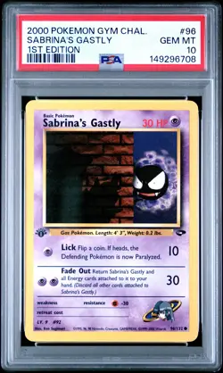 2000 POKEMON GYM CHALLENGE 1ST EDITION #96 SABRINA'S GASTLY PSA 10 - Image 1