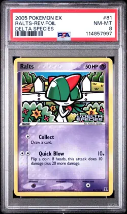 2005 POKEMON EX DELTA SPECIES RALTS #81 REVERSE FOIL PSA 8 NM #114857997 - Image 1