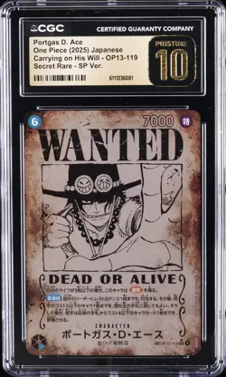 2025 ONE PIECE JPN CARRY ON HIS WILL #OP13-119 PORTGAS D. ACE CGC 10 PRISTINE - Image 1