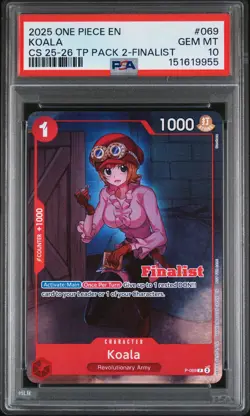 2025 ONE PIECE CHAMPIONSHIP 25-26 TOP PLAYER PACK 2 FINALIST #069 KOALA PSA 10 - Image 1