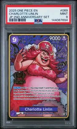 2025 ONE PIECE JAPANESE 2ND ANNIVERSARY SET #069 CHARLOTTE LINLIN PSA 9 - Image 1