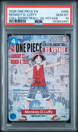 2026 ONE PIECE PROMOS COLLEGE BASKETBALL: US VOYAGE MONKEY D. LUFFY PSA 10 - Image 1