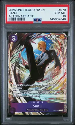 2025 ONE PIECE OP12-LEGACY OF THE MASTER ALTERNATE ART #070 SANJI PSA 10 - Image 1