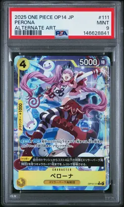 2025 ONE PIECE JPN OP14-THE AZURE SEA'S SEVEN ALTERNATE ART #111 PERONA PSA 9 - Image 1