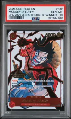 2025 ONE PIECE 3RD ANV TOURNAMENT 3 BROTHERS PACK WINNER MONKEY D. LUFFY PSA 10 - Image 1