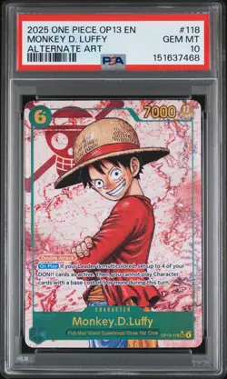 2025 ONE PIECE OP13-CARRYING ON HIS WILL ALTERNATE ART MONKEY D. LUFFY PSA 10 - Image 1