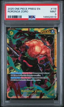 2025 ONE PIECE PRB02-PREMIUM BOOSTER THE BEST- VOL.2 #118 RORONOA ZORO PSA 9 - Image 1