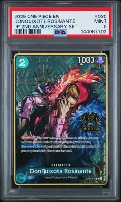 2025 ONE PIECE JAPANESE 2ND ANNIVERSARY SET #030 DONQUIXOTE ROSINANTE PSA 9 - Image 1