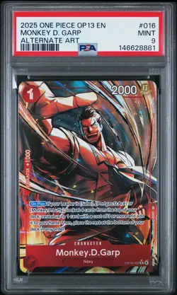 2025 ONE PIECE OP13-CARRYING ON HIS WILL ALTERNATE ART #016 MONKEY D. GARP PSA 9 - Image 1