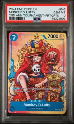 2024 ONE PIECE PROMOS 2ND ANV TOURNAMENT-PARTICIPATION MONKEY D. LUFFY PSA 10 - Image 1