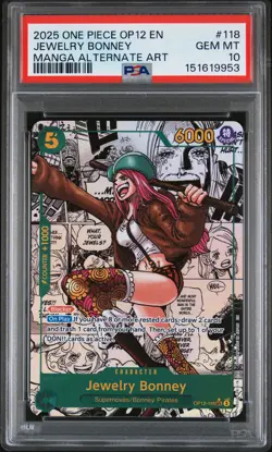2025 ONE PIECE LEGACY OF THE MASTER MANGA ALT ART #118 JEWELRY BONNEY PSA 10 - Image 1