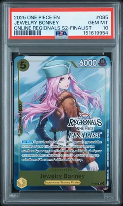 2025 ONE PIECE ONLINE REGIONALS PACK 2025 SEASON 2 #085 JEWELRY BONNEY PSA 10 - Image 1