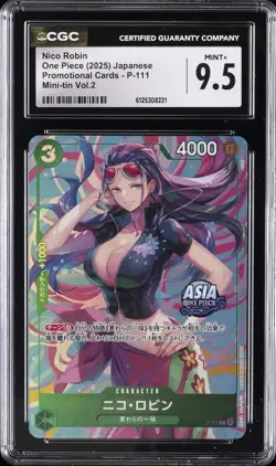 2025 ONE PIECE JAPANESE PROMO CARDS MINI-TIN VOL.2 #P-111 NICO ROBIN CGC 9.5 - Image 1
