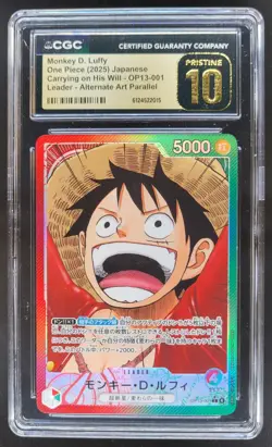 2025 ONE PIECE MONKEY D. LUFFY JP ALT ART OP13-001 CGC 10 PRISTINE B PT - Image 1