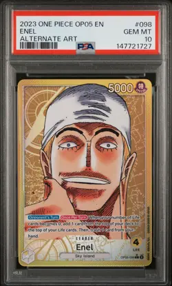 2023 ONE PIECE OP05-AWAKENING OF THE NEW ERA ALTERNATE ART #098 ENEL PSA 10 - Image 1