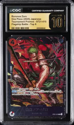 2025 ONE PIECE JPN TOURNAMENT PROMO TOP 8 #ST21-015 RORONOA ZORO CGC 10 PRISTINE - Image 1