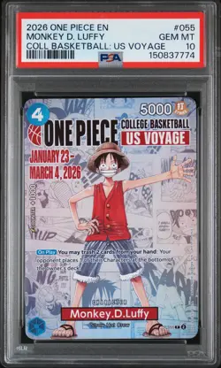 2026 ONE PIECE PROMOS COLLEGE BASKETBALL : US VOYAGE MONKEY D. LUFFY PSA 10 - Image 1