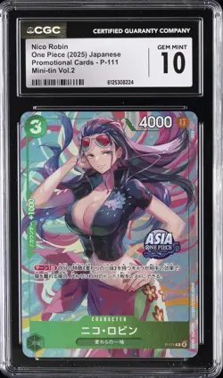 2025 ONE PIECE JAPANESE PROMO CARDS MINI-TIN VOL.2 NICO ROBIN CGC 10 GEM MINT - Image 1