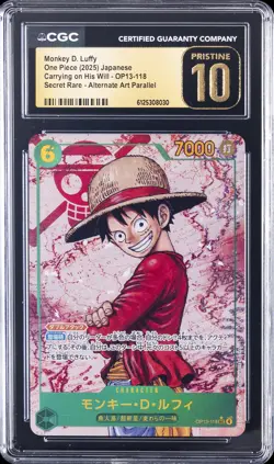 2025 ONE PIECE JPN CARRYING ON HIS WILL ALT ART MONKEY D. LUFFY CGC 10 PRISTINE - Image 1