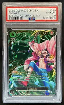2025 One Piece Carrying On His Will Smoker Special Alt Art #OP13-030 PSA 10 - Image 1