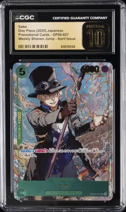 2025 ONE PIECE JAPANESE PROMO SHONEN JUMP APRIL #OP09-027 SABO CGC 10 PRISTINE - Image 1