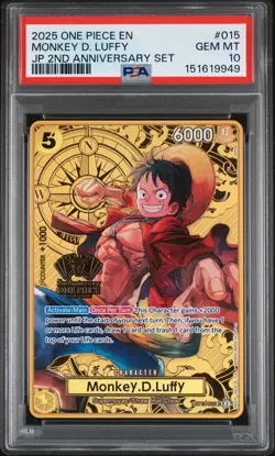 2025 ONE PIECE JAPANESE 2ND ANNIVERSARY SET #015 MONKEY D. LUFFY PSA 10 - Image 1