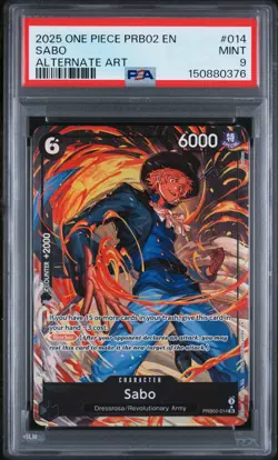 2025 ONE PIECE PRB02-PREMIUM BOOSTER ALTERNATE ART #014 SABO PSA 9 - Image 1