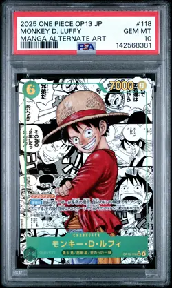 2025 ONE PIECE JPN CARRYING ON HIS WILL MANGA ALT ART MONKEY D. LUFFY PSA 10 - Image 1
