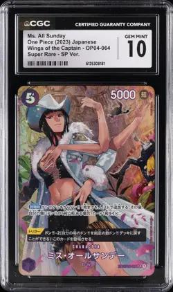 2023 ONE PIECE JAPANESE SUPER RARE #OP04-064 MS. ALL SUNDAY CGC 10 GEM MINT - Image 1