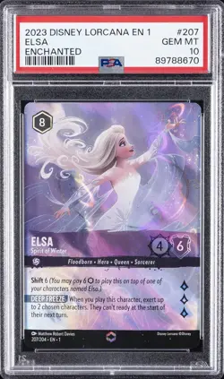 2023 DISNEY LORCANA THE FIRST CHAPTER ENCHANTED ELSA SPIRIT OF WINTER PSA 10 - Image 1