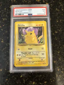 1999 Pokemon Base Set Unlimited Yellow Cheeks, #58 Pikachu, PSA 5 - Image 1