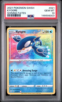 2021 POKEMON SWORD & SHIELD SHINING FATES #021 KYOGRE PSA 10 - Image 1