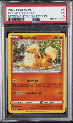 2022 POKEMON MCDONALD'S COLLECTION #4 GROWLITHE-HOLO PSA 5 - Image 1