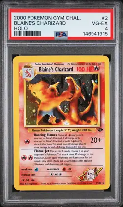 2000 POKEMON GYM CHALLENGE HOLO #2 BLAINE'S CHARIZARD PSA 4 - Image 1