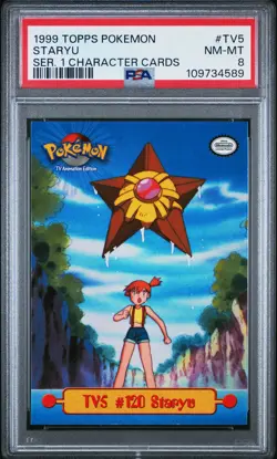 1999 TOPPS POKEMON SERIES 1 CHARACTER CARDS #TV5 STARYU PSA 8 - Image 1