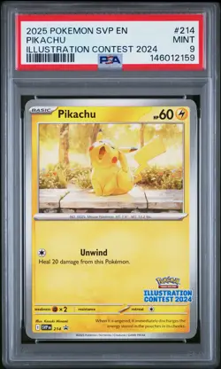 2025 POKEMON SVP EN-SV BLACK STAR PROMO ILLUSTRATION CONTEST 2024 PIKACHU PSA 9 - Image 1